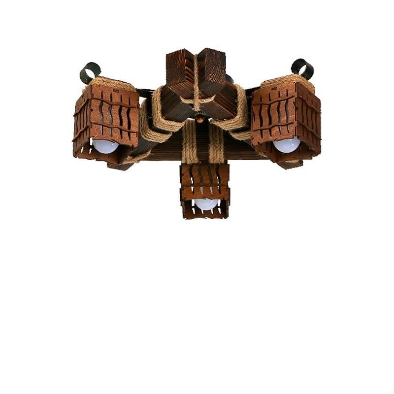 Люстра потолочная деревянная Light House SRS-16178/3 на три лампы Темный обжиг