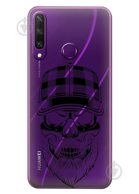 Прозрачный силиконовый чехол iSwag для Huawei Y6p с рисунком - Бородатый череп (KS2351)