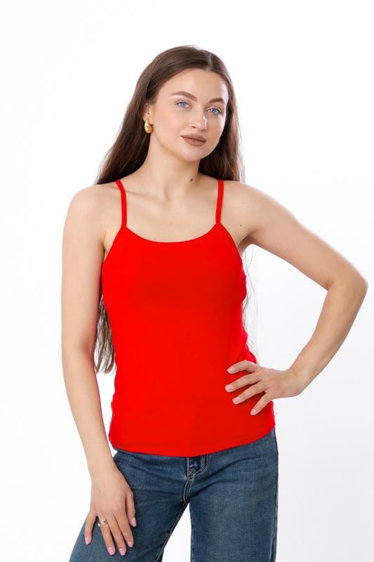 Майка жіноча білизняна однотонна на бретельках Носи Своє р. 52 Червоний (8216-036) - фото 1