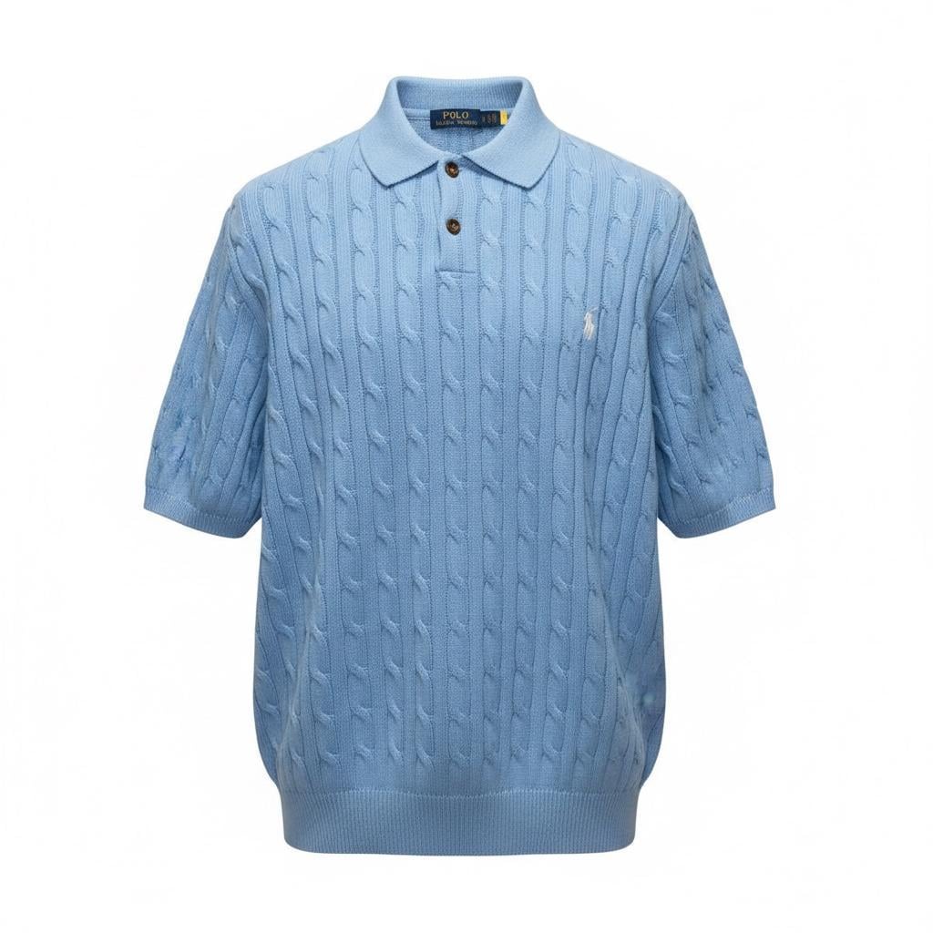 Футболка мужская поло в стиле Ralph Lauren Cable Shirt L Голубой (RL13001.7L)