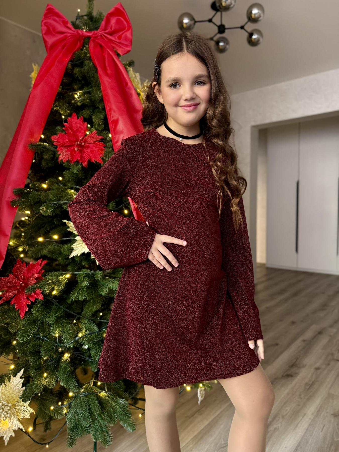 Сукня блискуча підліткова з люрексу IRmAS 1323 158 см Бордовий