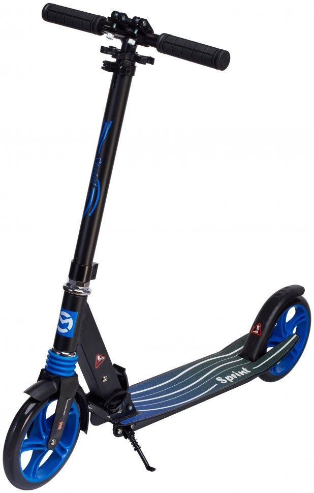 Самокат двухколесный Maraton Sprint складной с амортизатором Черно-синий (784775407)