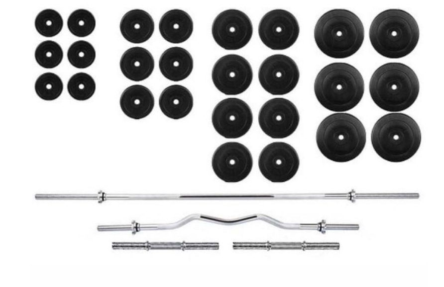 Штанга набірна з прямим та гнутим грифом/гантели композитні розбірні WCG 142 кг (набір)