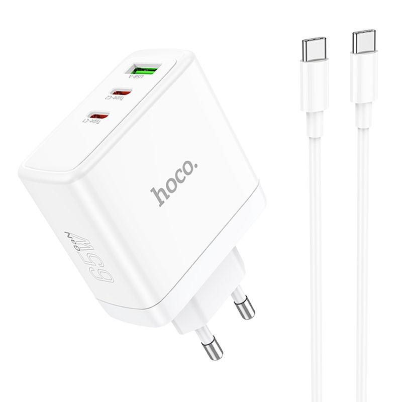 Зарядний пристрій мережевий Hoco N30 Glory PD65W 2Type-C/1USB/Type-C to Type-C White (00000064601_1)