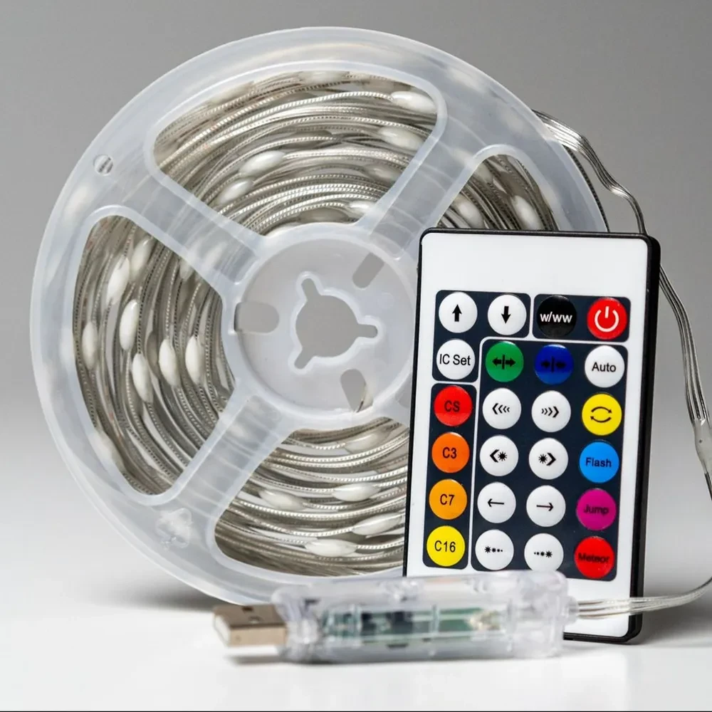 Гірлянда Роса нитка PRC з пультом на USB 100 LED 5050 RGB/Bluetooth 10 м (2348999879)