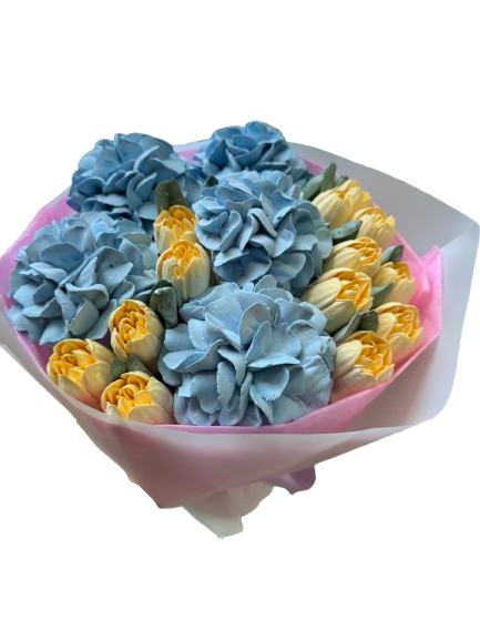 Букет зефирных цветов ручной работы 25 см (28830874)