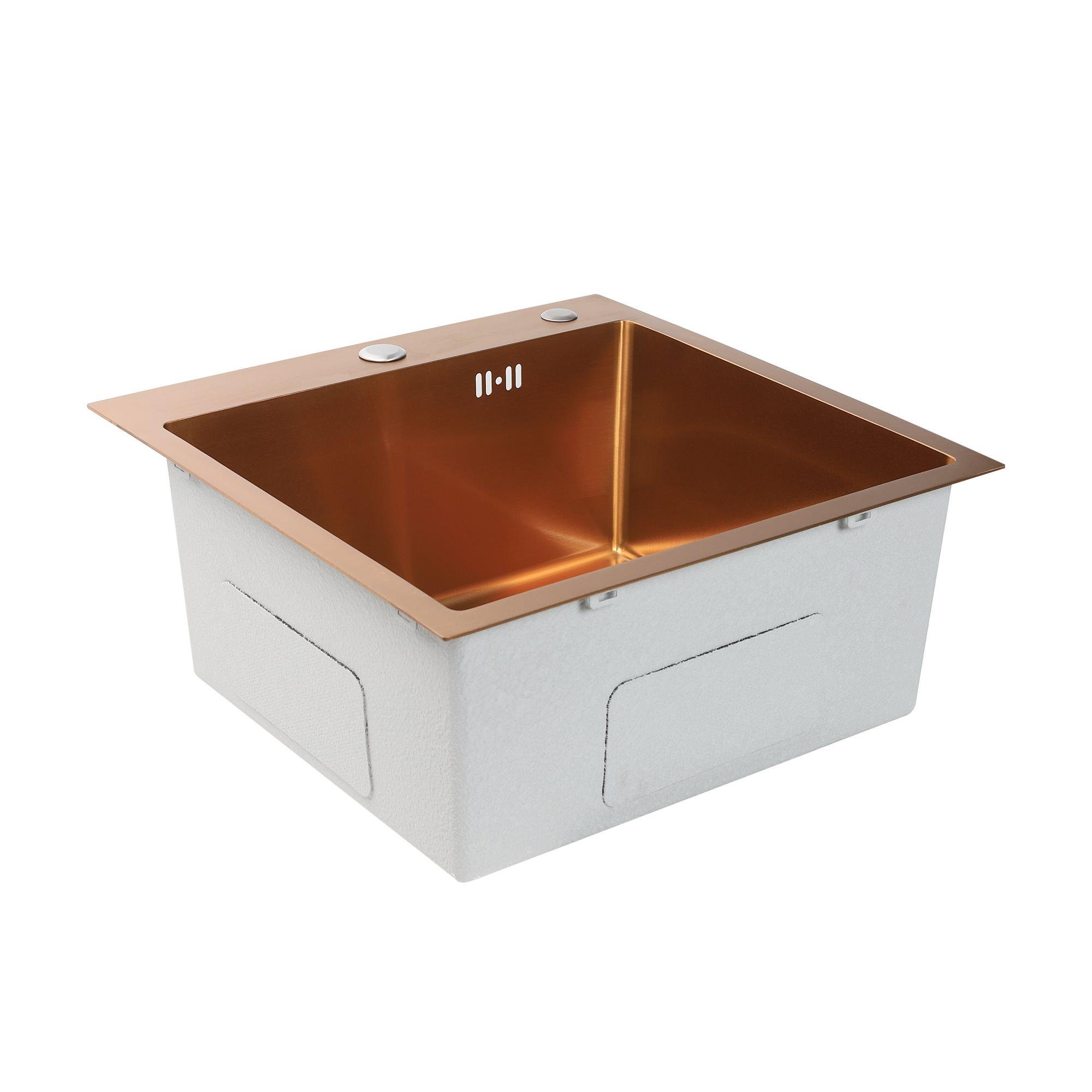 Кухонная мойка Platinum Handmade PVD медь 3,0/1,5 мм с дозатором 500x500x220 мм - фото 7 Кухонная мойка Platinum Handmade PVD медь 3,0/1,5 мм с дозатором 500x500x220 мм - фото 7
