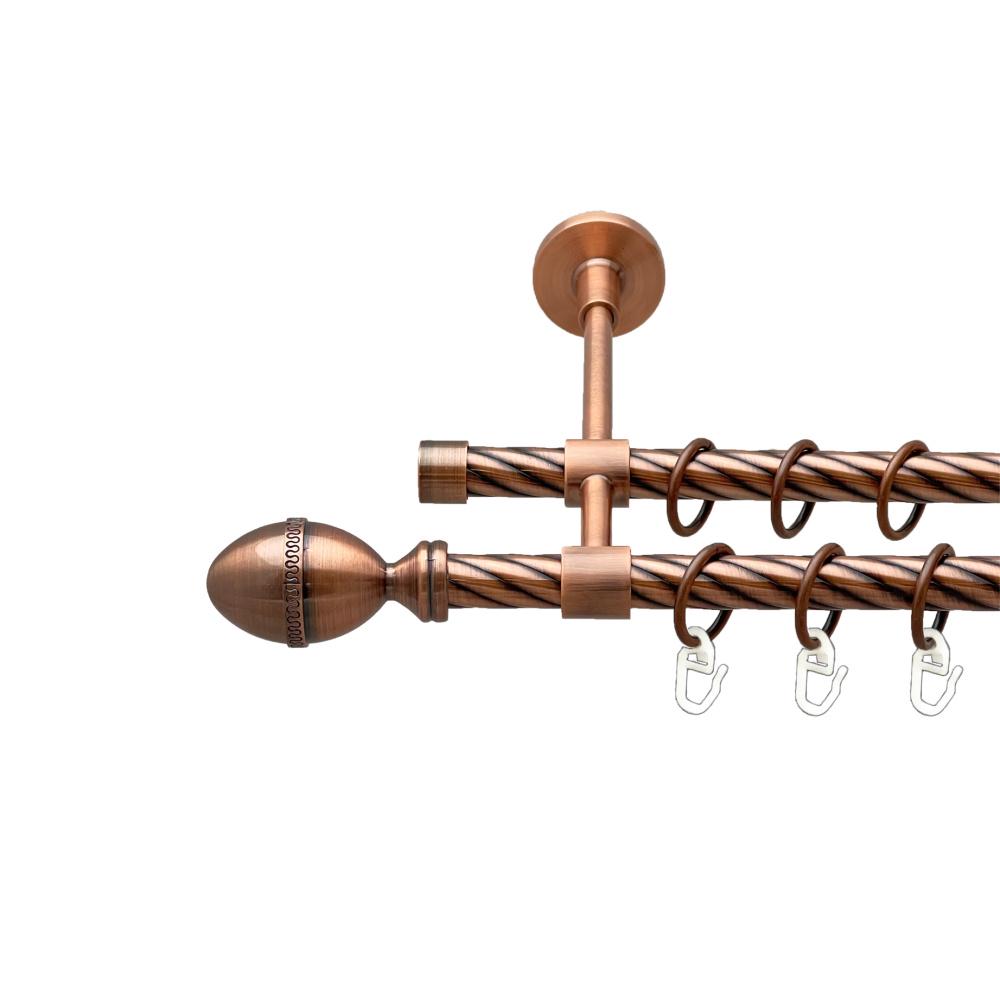 Карниз Orvit Фарже металевий дворядний закритий скручена труба кільце металеве 16/16 мм 300 см Мідь (00-00025378)