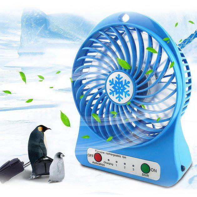 Вентилятор mini fan XSFS-01 с аккумулятором 18650 Blue (11315130) - фото 3
