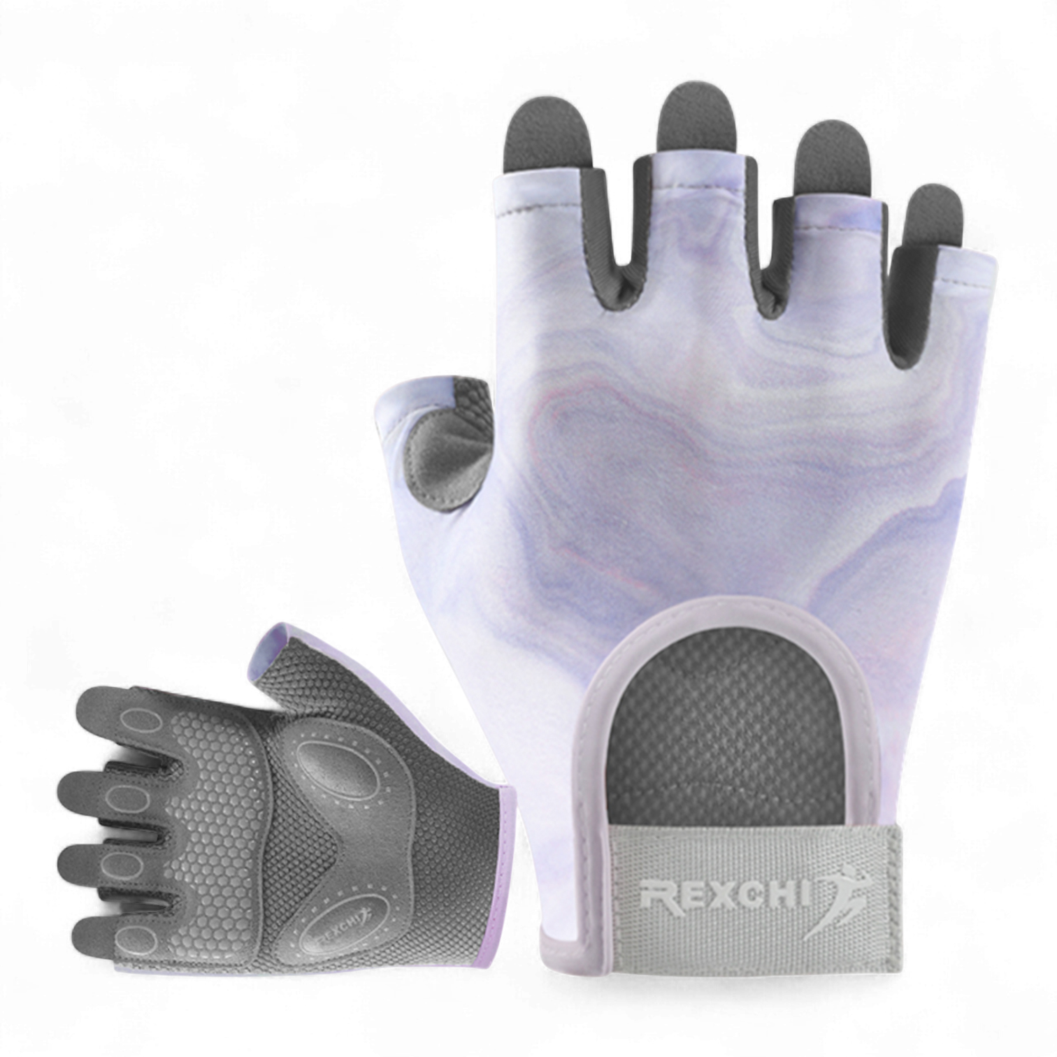 Перчатки для спорта без пальцев Univerza нескользящие дышащие эластичные Фиолетовый - фото 1