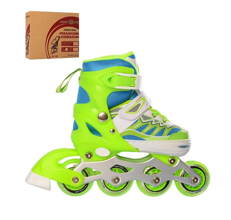 Ролики раздвижные детские Profi A 4122-S-GR р. 31-34 Зеленый (27668213)