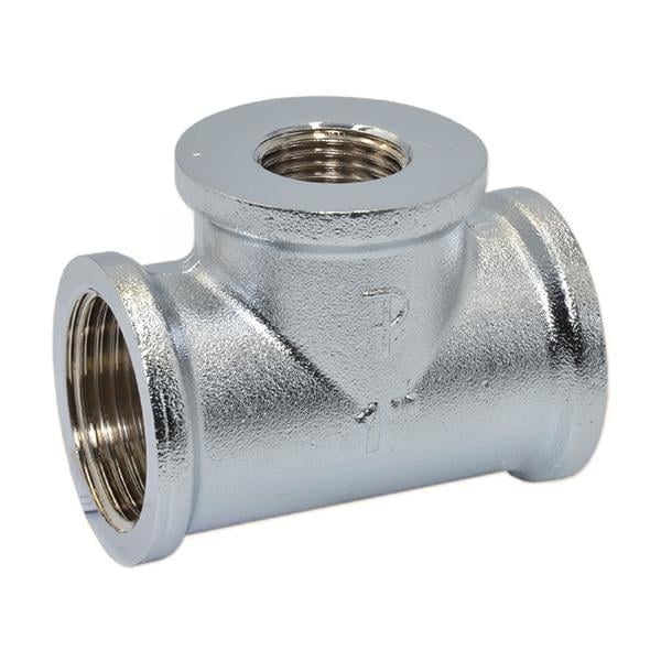 Редукционный тройник хромированный Pattaroni 1" x 3/4" x 1" внутренняя резьба (F131CR003)