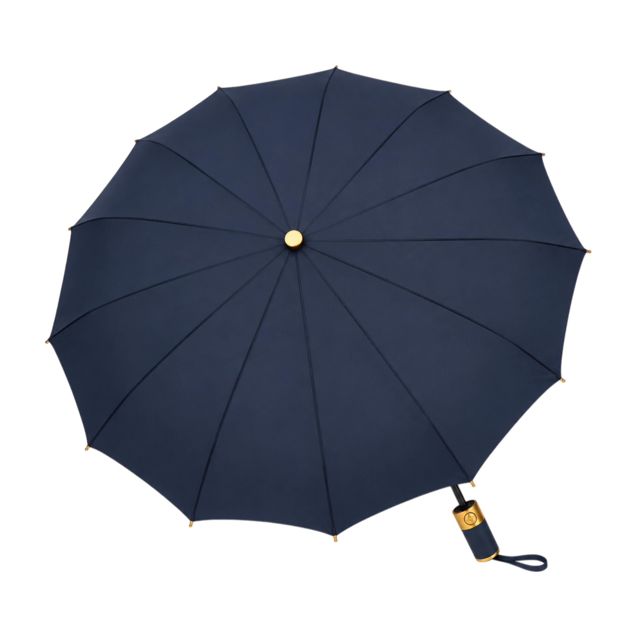Парасоля жіноча автомат ALLANIO Gold 9012 Dark blue 12 спиць