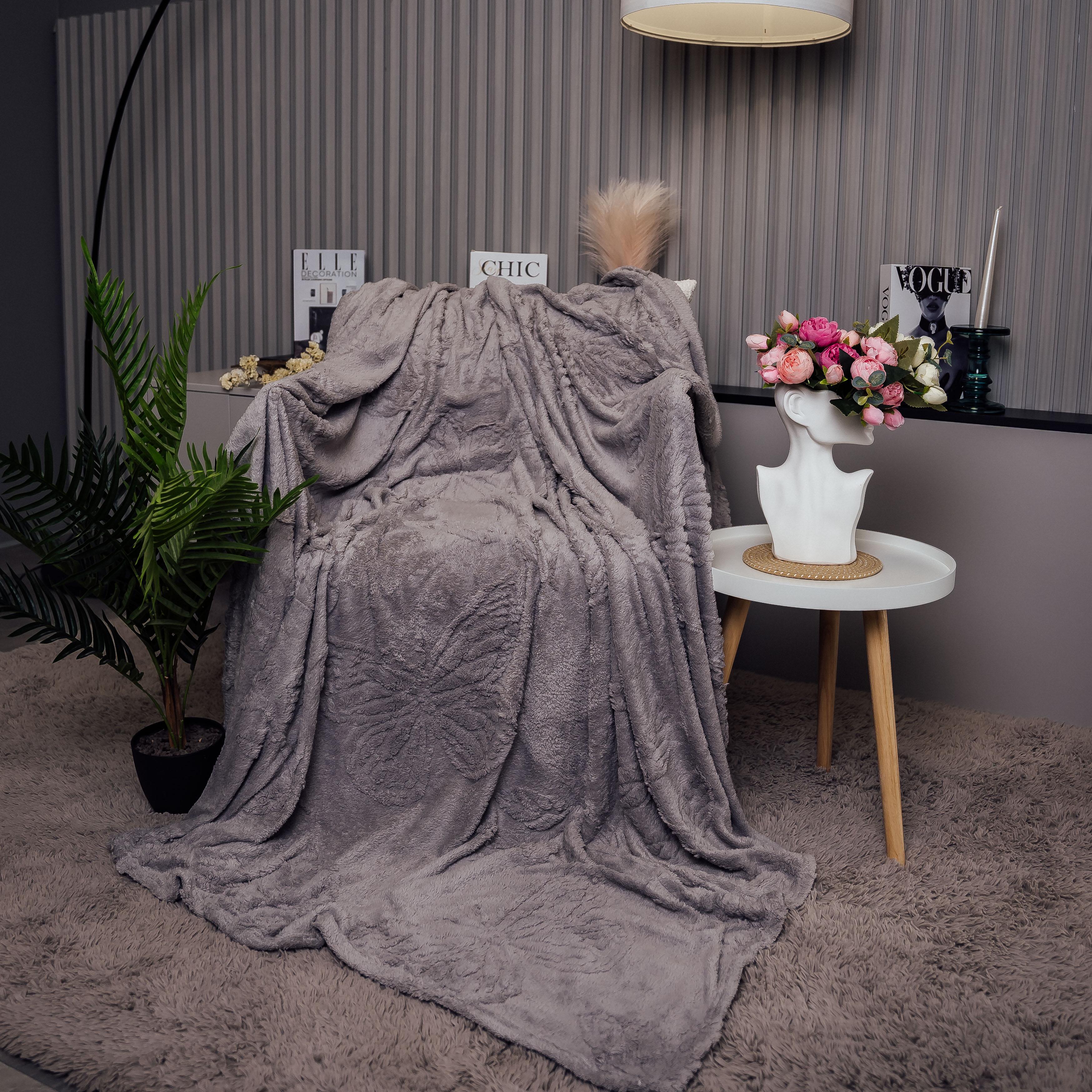 Плед Летающая бабочка евростандарт 200х230 см Светло серый (87271)