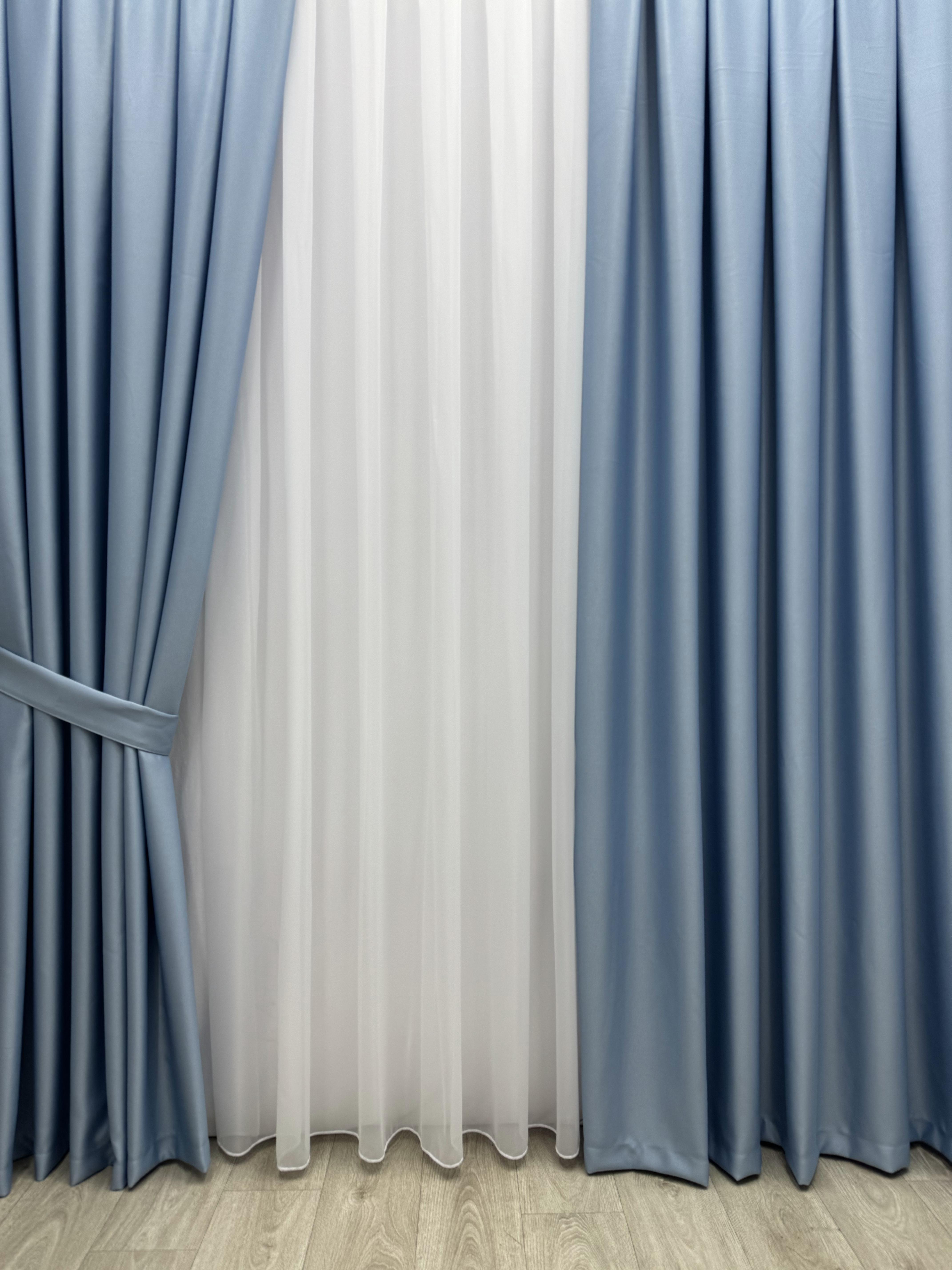 Штора блекаут на тесьме 6 см 150х250 см Голубой (11901978)