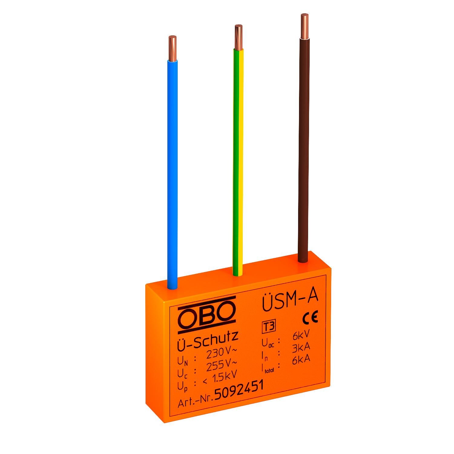 Обмежувач перенапруги OBO bettermann ÜSM-A 6кА 255 В клас 3D (5092451)