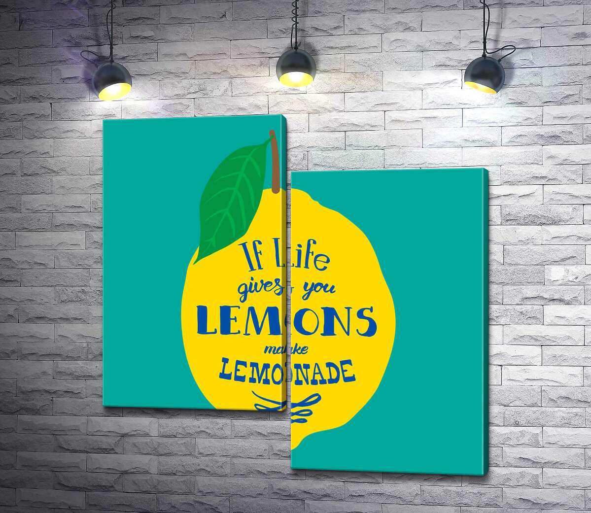 Модульная картина ArtPoster Мотивация на ярком изображении лимона &quot;if life gives you lemons make lemonade&quot; 100x100 см Модуль №5 (003134)