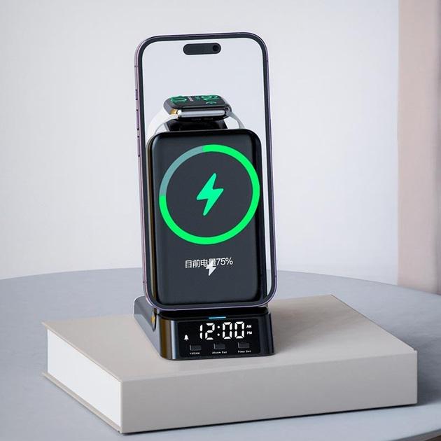 Док-станция Qitech 4в1 Wireless Charger 15W с часами - фото 4