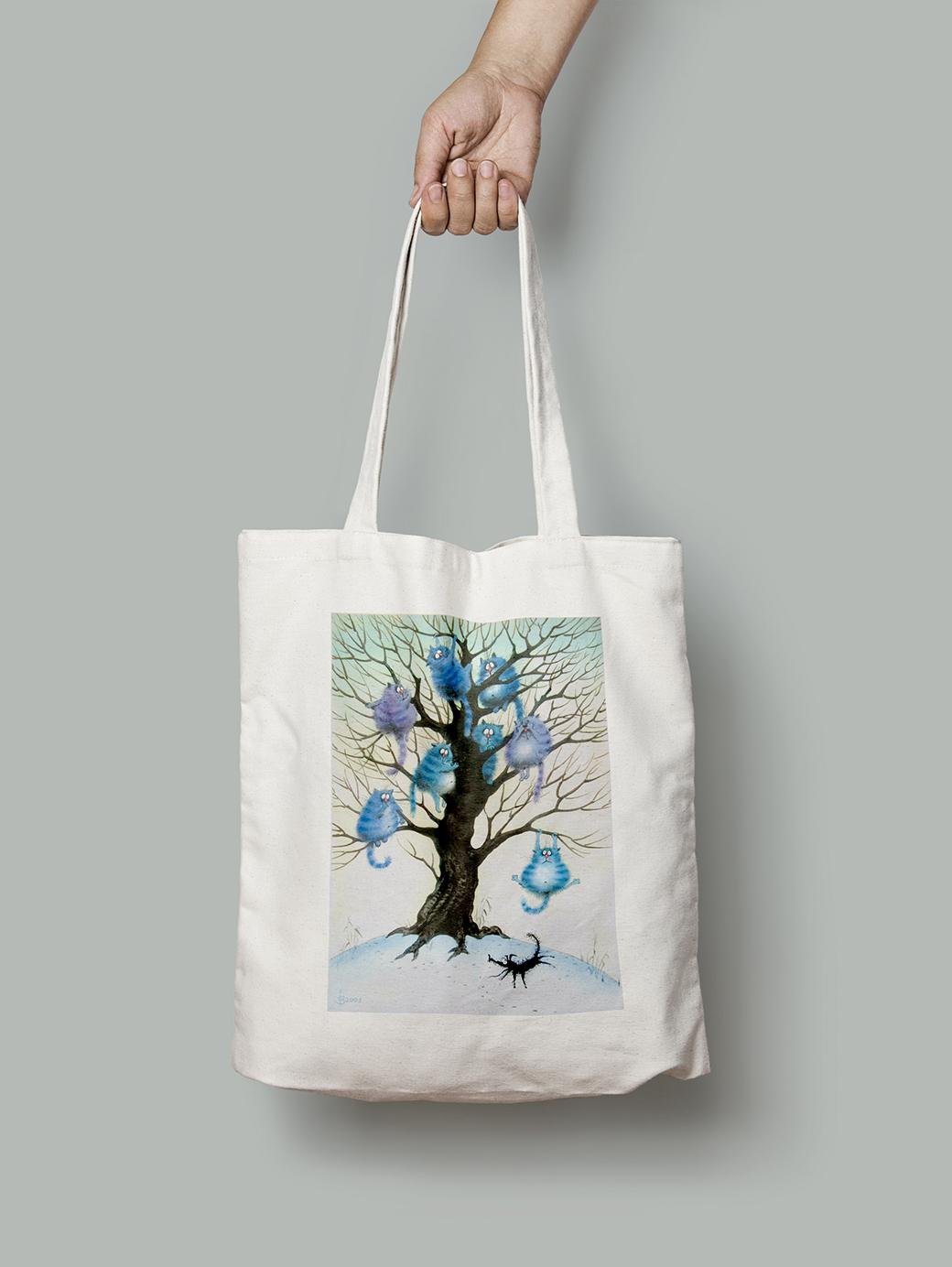 Эко-сумка Коты висят на дереве шопер (rinaz_07_Bag)