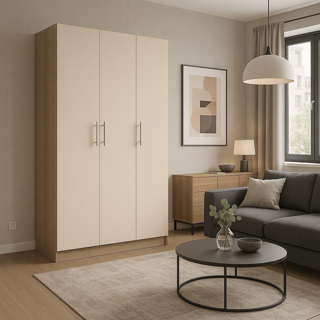 Шкаф распашной  SENAM ШР6 2100х1400х450 мм корпус ДСП Дуб крафт серый/фасад ДСП Кашемир (ШР6.21.45.14.9)