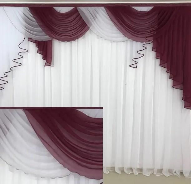 Ламбрекен шифон 3 м Бордовый (352)