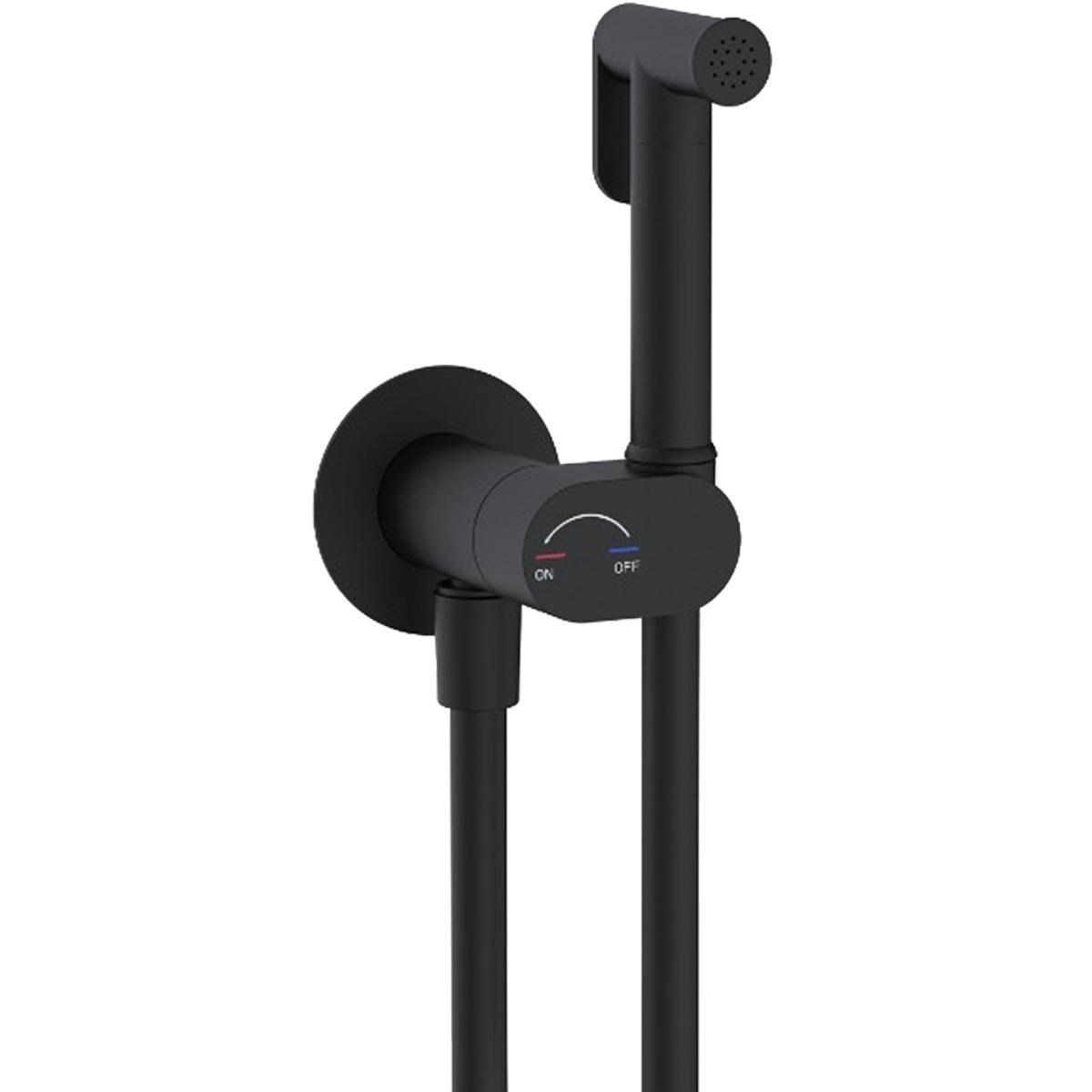 Набор для душа гигиенического Flow скрытого латунный монтаж со смесителем Black Matte (550539B)