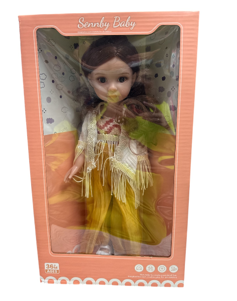 Лялька MN 339 імітація скляних очей та взуття в коробці 34 см