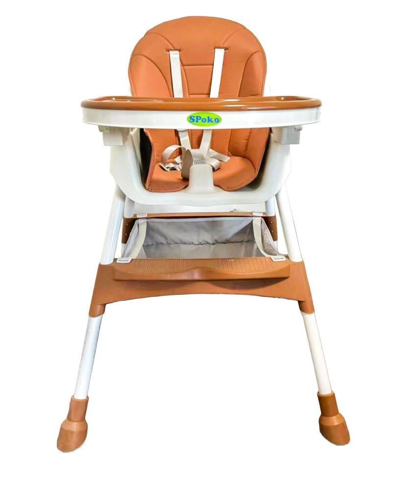 Стілець для годування дітей SPOKO SP-06 3в1 з підставкою для ніг та ременями безпеки до 20 кг Коричневий (147-76-42400600)