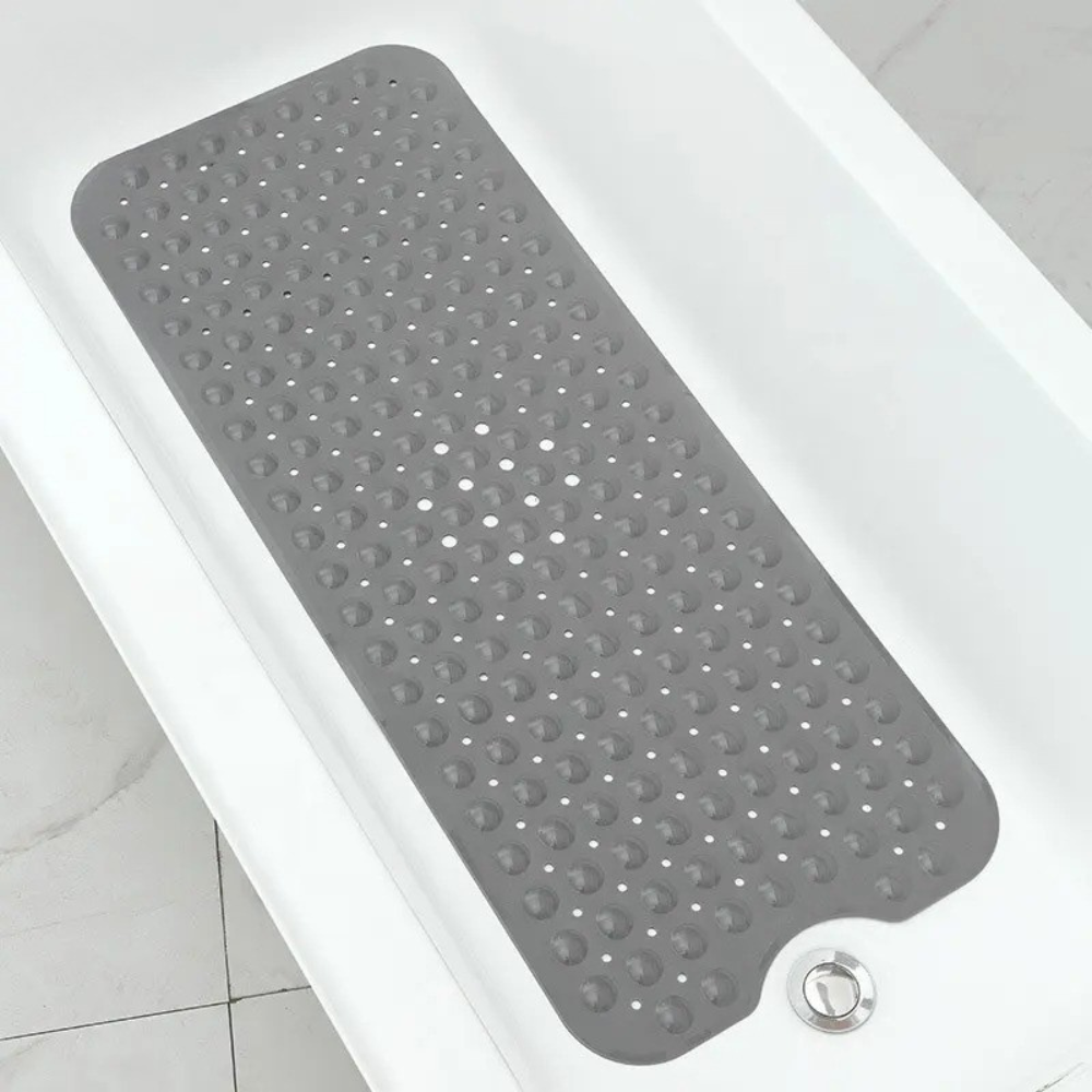 Килимок для ванної кімнати та душу антиковзкий масажний для тіла силіконовий із присосками 40х100 см Сірий Килимок для ванної кімнати та душу антиковзкий масажний для тіла силіконовий із присосками 40х100 см Сірий