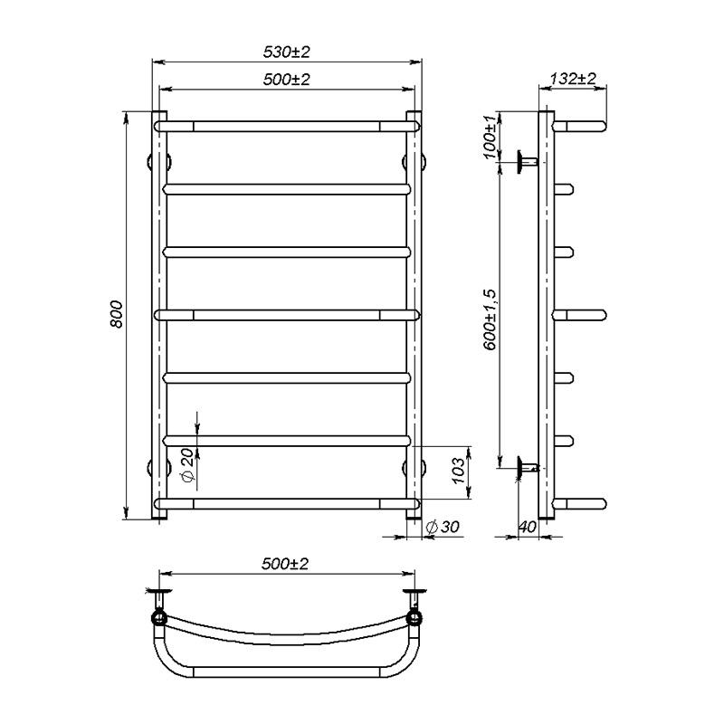 Рушникосушка Onlyheat Thera 500/800/7 (68006) - фото 3