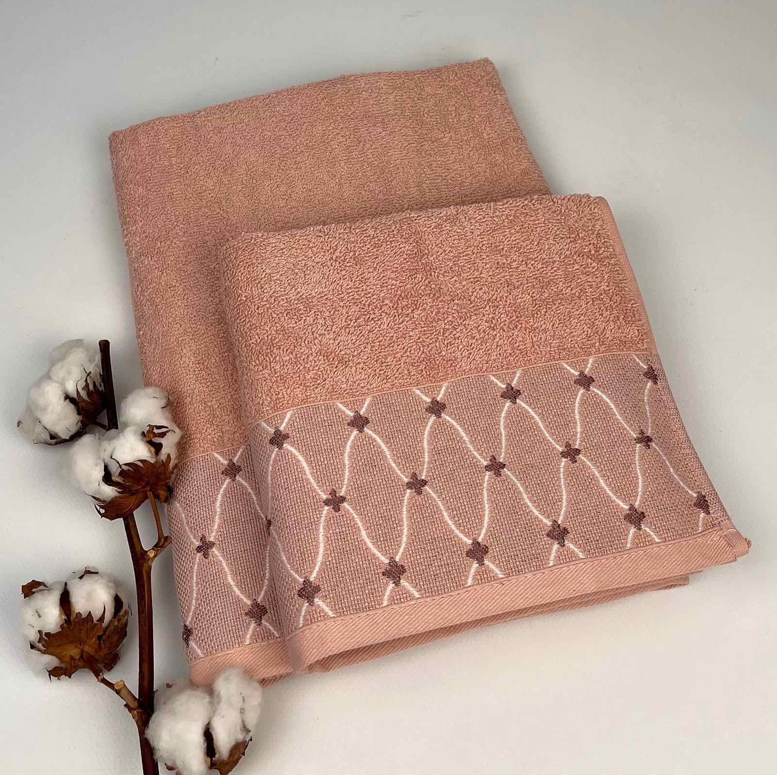 Набор полотенец Altinbasak Pera Wendy 2 шт. Персиковый (CN28549)