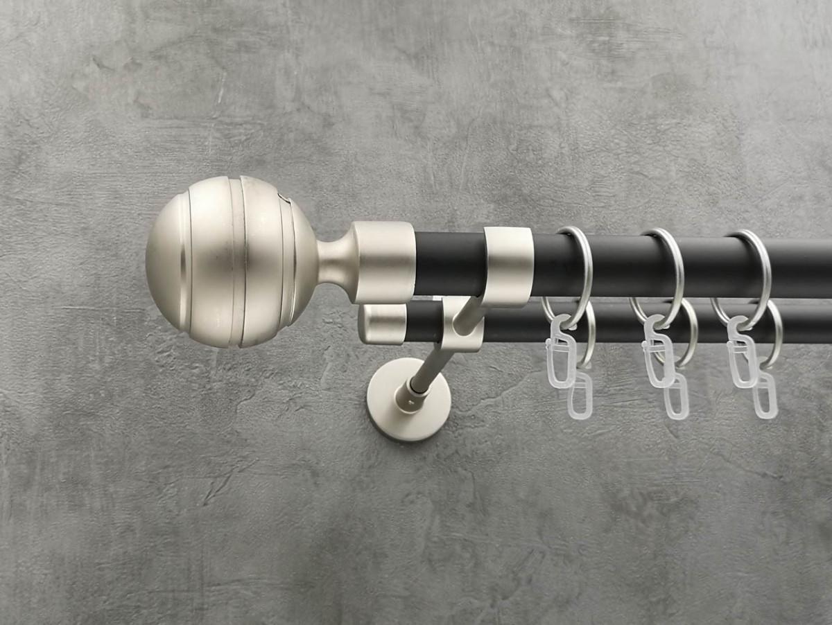 Карниз Quadrum EM235 гладка штанга подвійний модерн 25/19 мм 400 см Сатин/Чорний матовий (272279546)