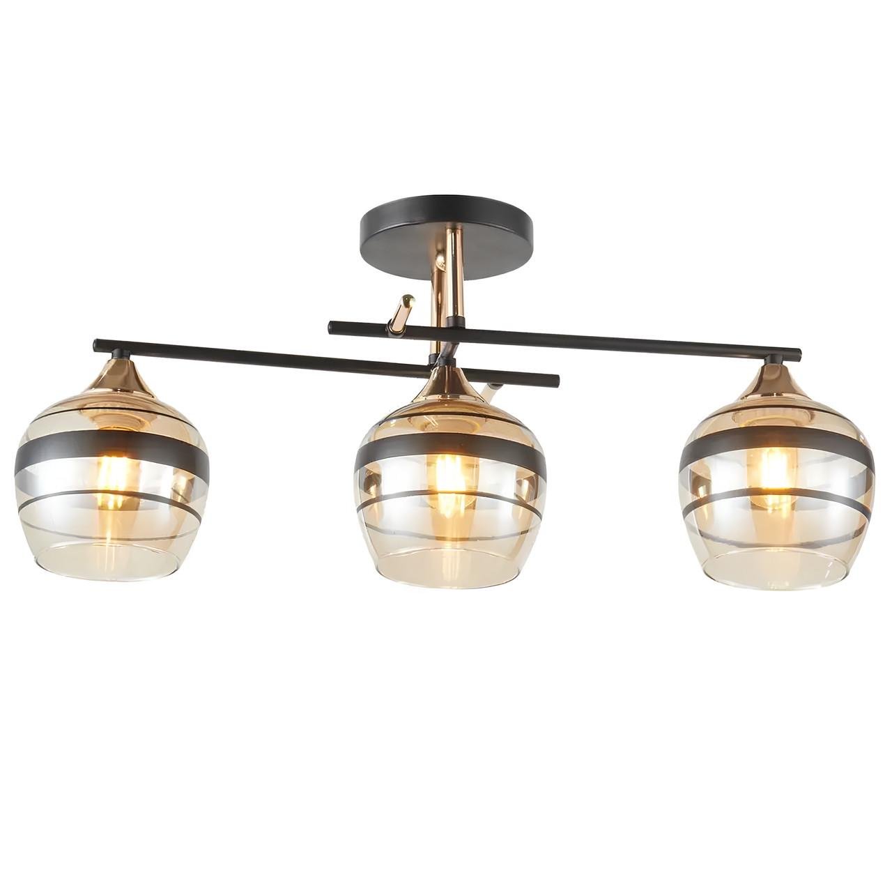 Люстра стельова Valeso V 6311-3 BK+FG на 3 плафони (31424536)