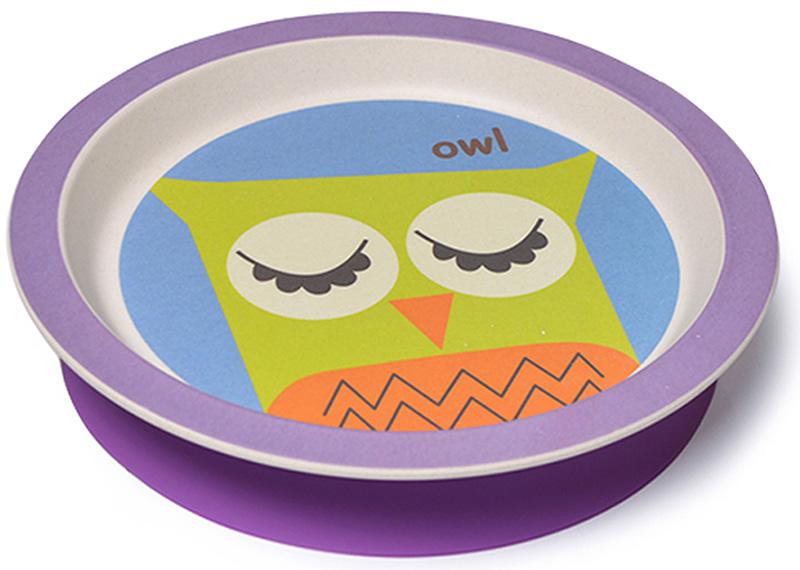 Тарелка детская плоская Fissman с присоской 20 см из бамбукового волокна Тарелка детская плоская Fissman с присоской 20 см из бамбукового волокна