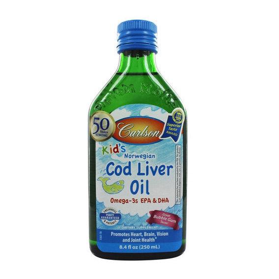Жир из печени трески Carlson Labs Norwegian Cod Liver Oil for Kids 8,4 ун. 250 мл Bubble Gum