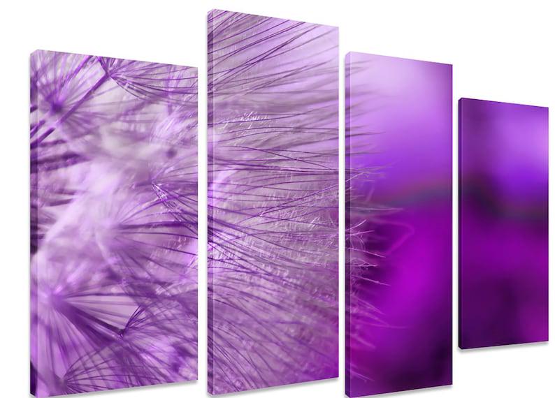 Модульная картина KIL Art Сиреневый одуванчик на холсте из четырех частей 89x56 см (M4_M_414)