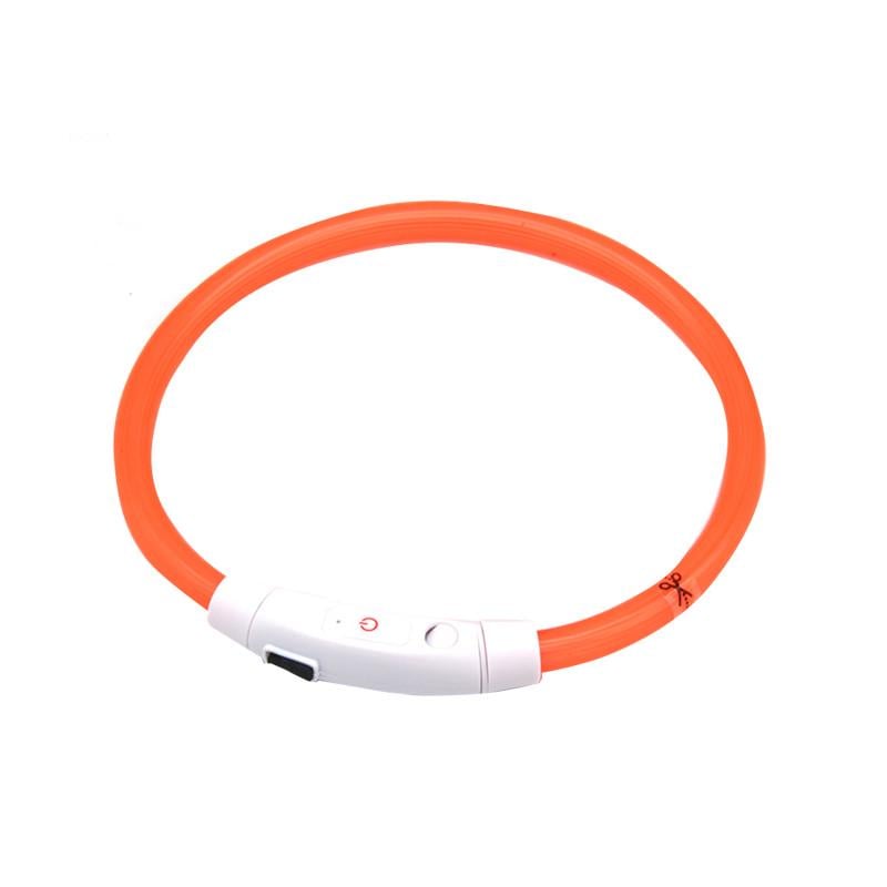 LED-ошейник для животных Lesko L-18 USB водоотталкивающий/светящийся M Orange (24366430)