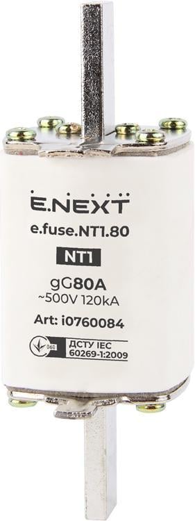 Предохранитель ножевой E.NEXT e.fuse.NT1.80 NT1 80А gG с плавкой вставкой (i0760084) - фото 1 Предохранитель ножевой E.NEXT e.fuse.NT1.80 NT1 80А gG с плавкой вставкой (i0760084) - фото 1