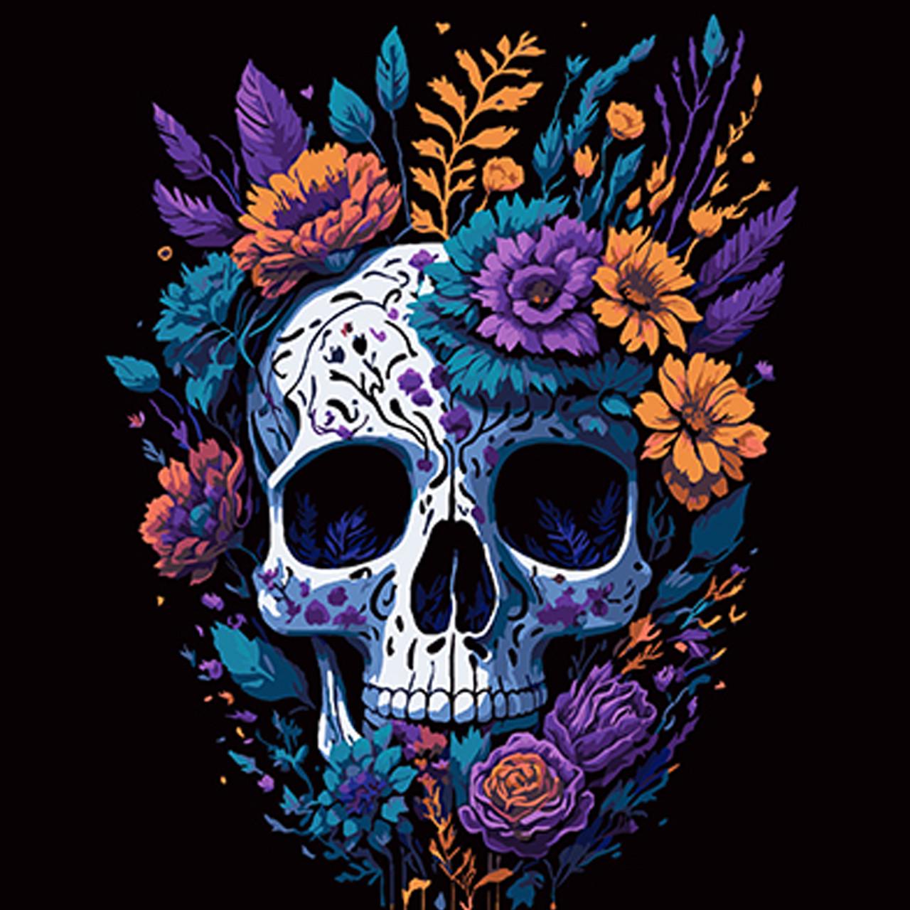 Картина по номерам Strateg Премиум Эстетика жизни и смерти на черном фоне 40х40 см (AV4040-35)