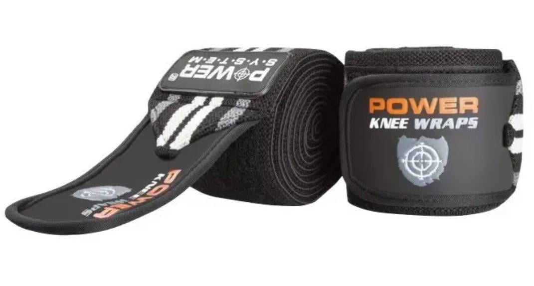 Бинты на колени Power System PS-3700 Knee Wraps пара Grey/Black (PS-3700_Grey-Black)