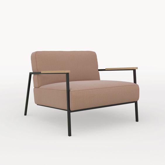 Кресло мягкое JecksonLoft Лаунж на металлическом каркасе Темно-бежевый (042Бежевый)
