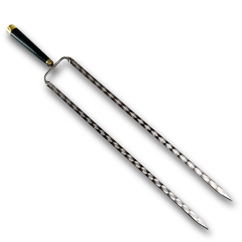 Шампур двойной Украинский герб с деревянной ручкой овал (SKK30)