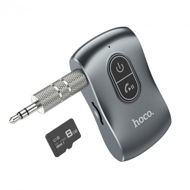 Ресивер Hoco E73 Bluetooth AUX в машину Silver - фото 1