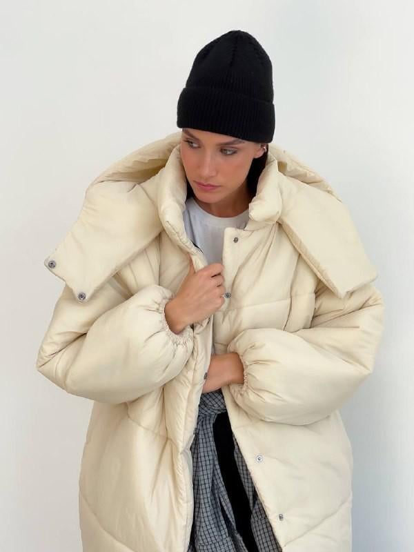 Куртка жіноча пухова ZF Inspire 1021 Оversize L-XL Бежевий (1021-Бж-L-XL) - фото 7 Куртка жіноча пухова ZF Inspire 1021 Оversize L-XL Бежевий (1021-Бж-L-XL) - фото 7