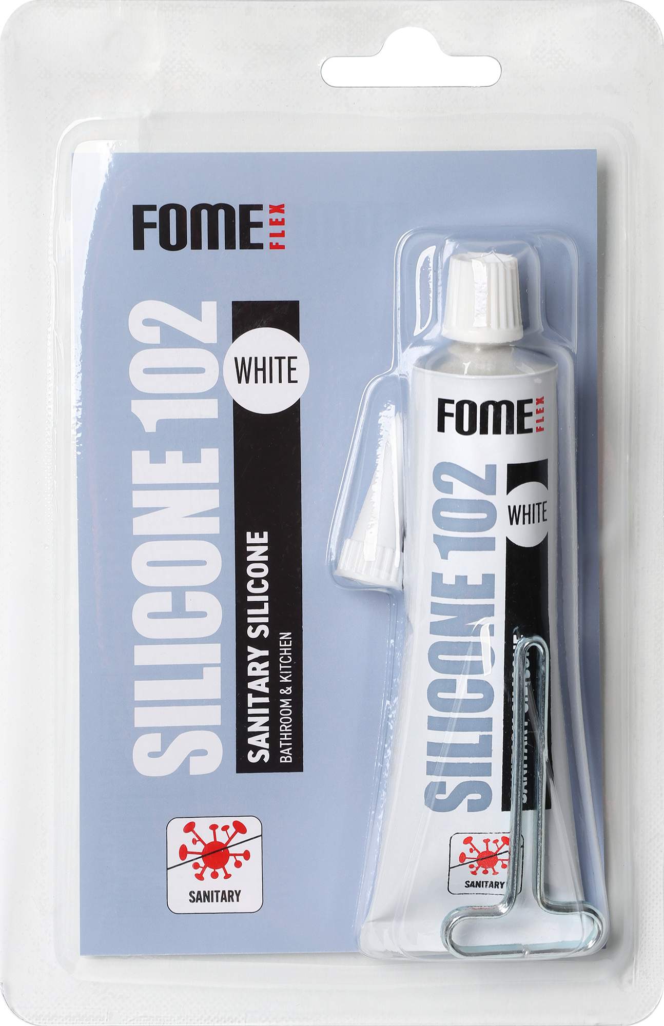 Герметик силиконовый санитарный Fome Flex 102 Silicone 60 мл Белый (01-4-1-153)