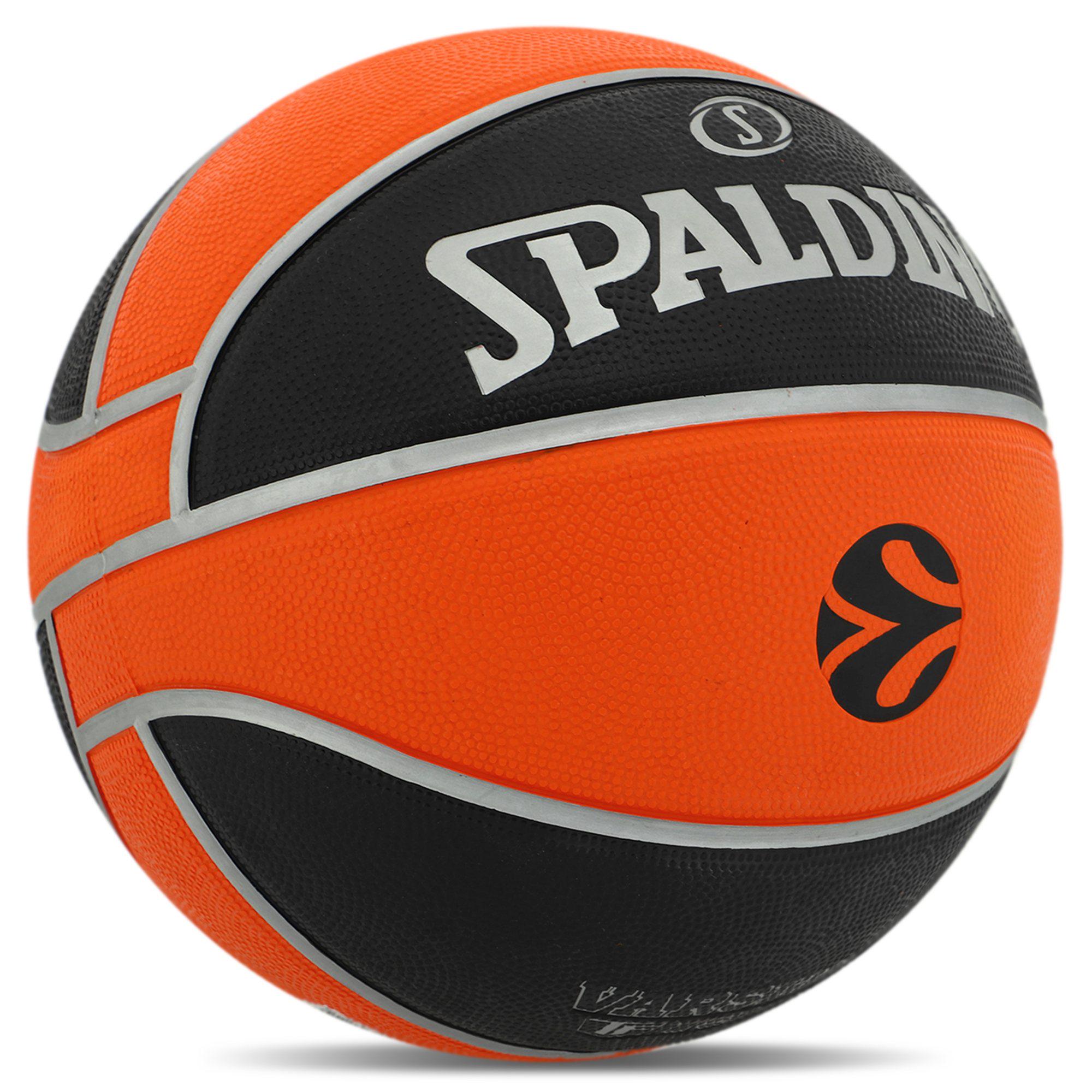 М'яч баскетбольний гумовий Spalding 84506Z TF 150 EURO TURK №7 Чорно-помаранчевий - фото 2