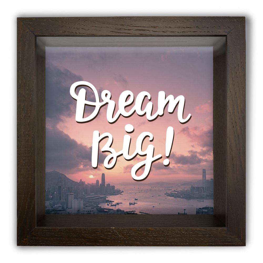 Копилка Dream big деревянная 20x20x6,5 см Коричневый (хркп0021ка)