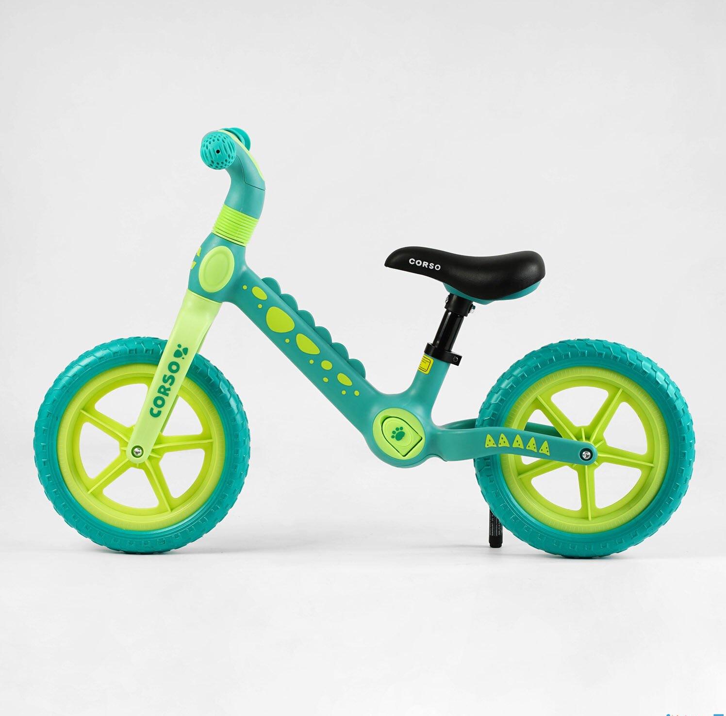 Велобіг біговел Corso нейлонова рама і вилка колеса EVA 12" Бірюзовий (24381476) - фото 2