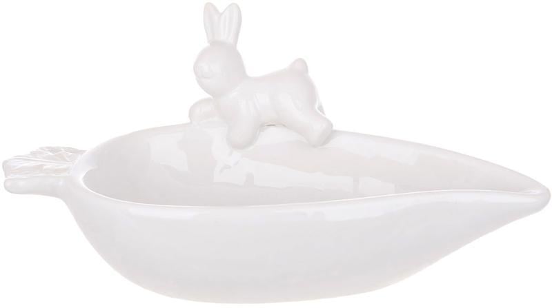 Пиала сервировочная керамическая зайка на моркови 350 мл Белый