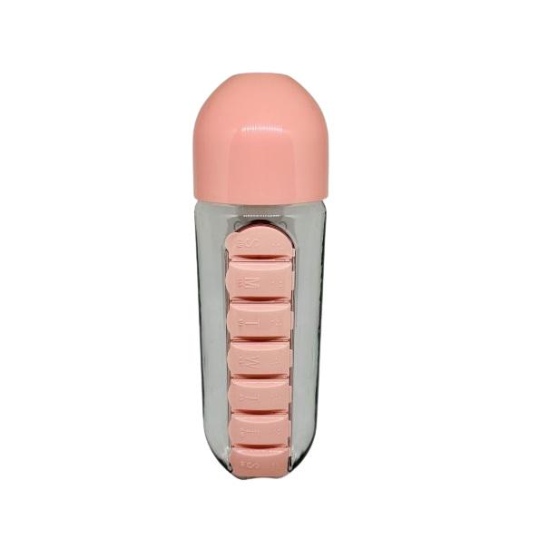 Бутылка для воды Pill Bottle с контейнером для пилюль 600 мл Pink (127557)